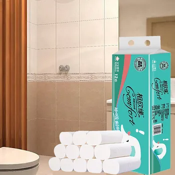 

12pcs Toliet Paper Roll Paper Affordable Coreless Native Wood Pulp Paper Towels Home Bath Skin-friendly Soft Toilet Paper