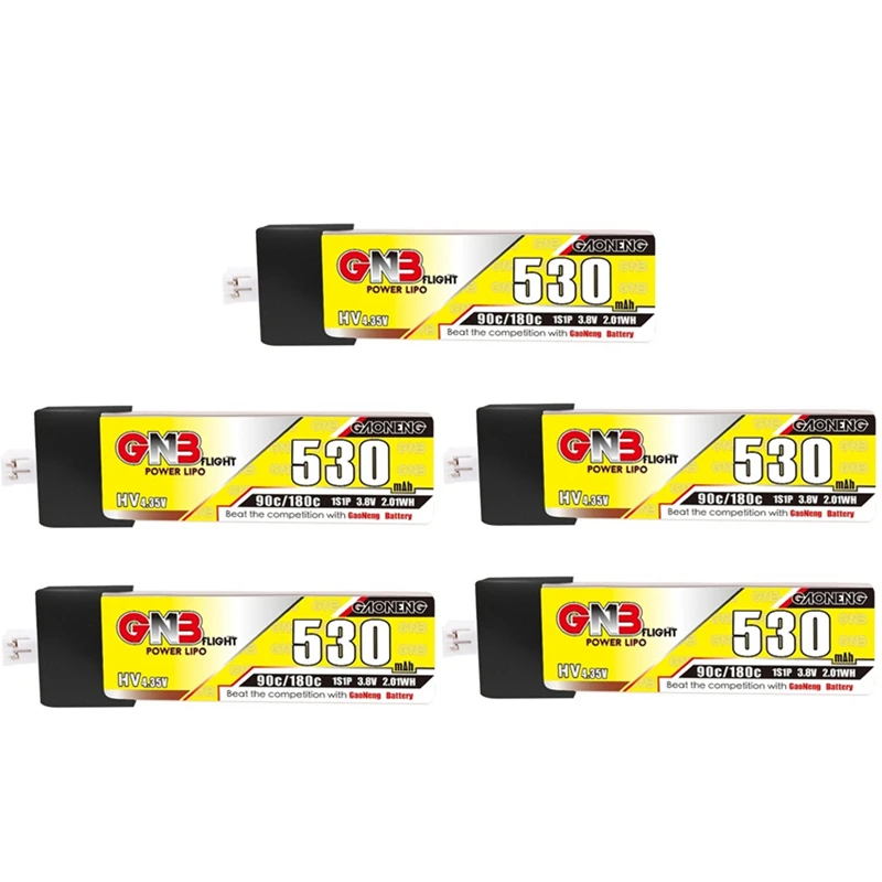 5 個 GNB HV 1S 2S 3S 4S 6S リポバッテリー 530mAh 90C/180C