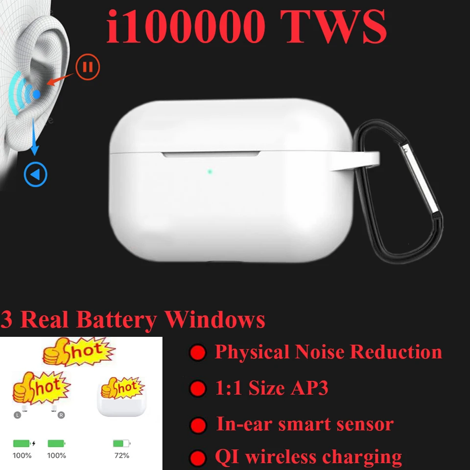

99% copy 1:1 New i100000 TWS In-ear detection 1:1 Pop up Separate use Wireless Earphones PK H1chip i2000 i9000 i90000 pro tws