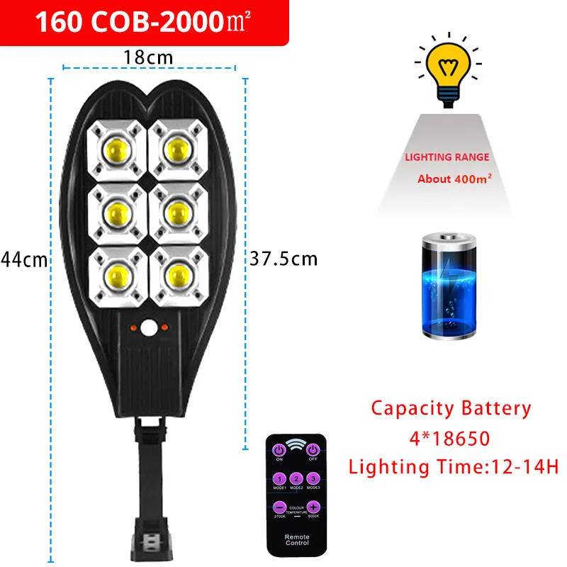 outdoor fence lights 8000 Watts 300COB LED Solar Street Light Large range Waterproof Remote Control Motion Sensor Outdoor Garden Security Wall Light best outdoor solar lights Solar Lamps