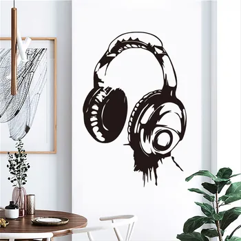 

KAKUDER Wall Stickers Headphones removable creative wall sticker kitchen wall stickers 3d wall stickers bedroom