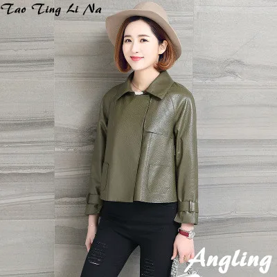 Tao Ting Li Na Women Spring Genuine Real Sheep Leather Jacket R38