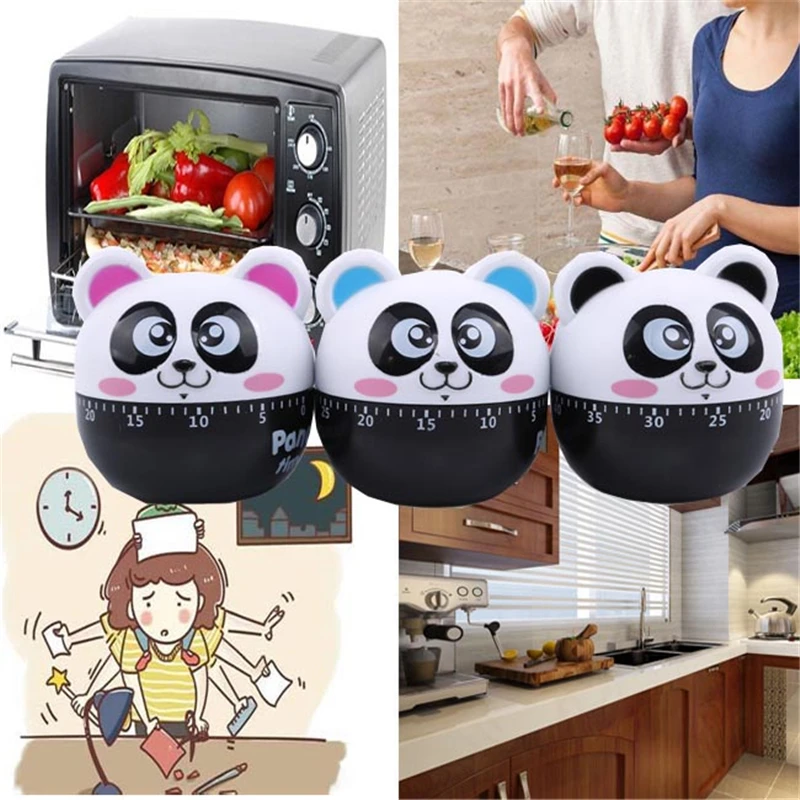 Cute Fashion Mechanical 60 minute Panda Shape Timer no batteries required Kitchen Tool Gift