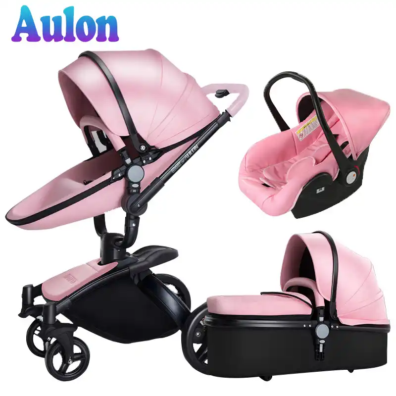 pink leather stroller