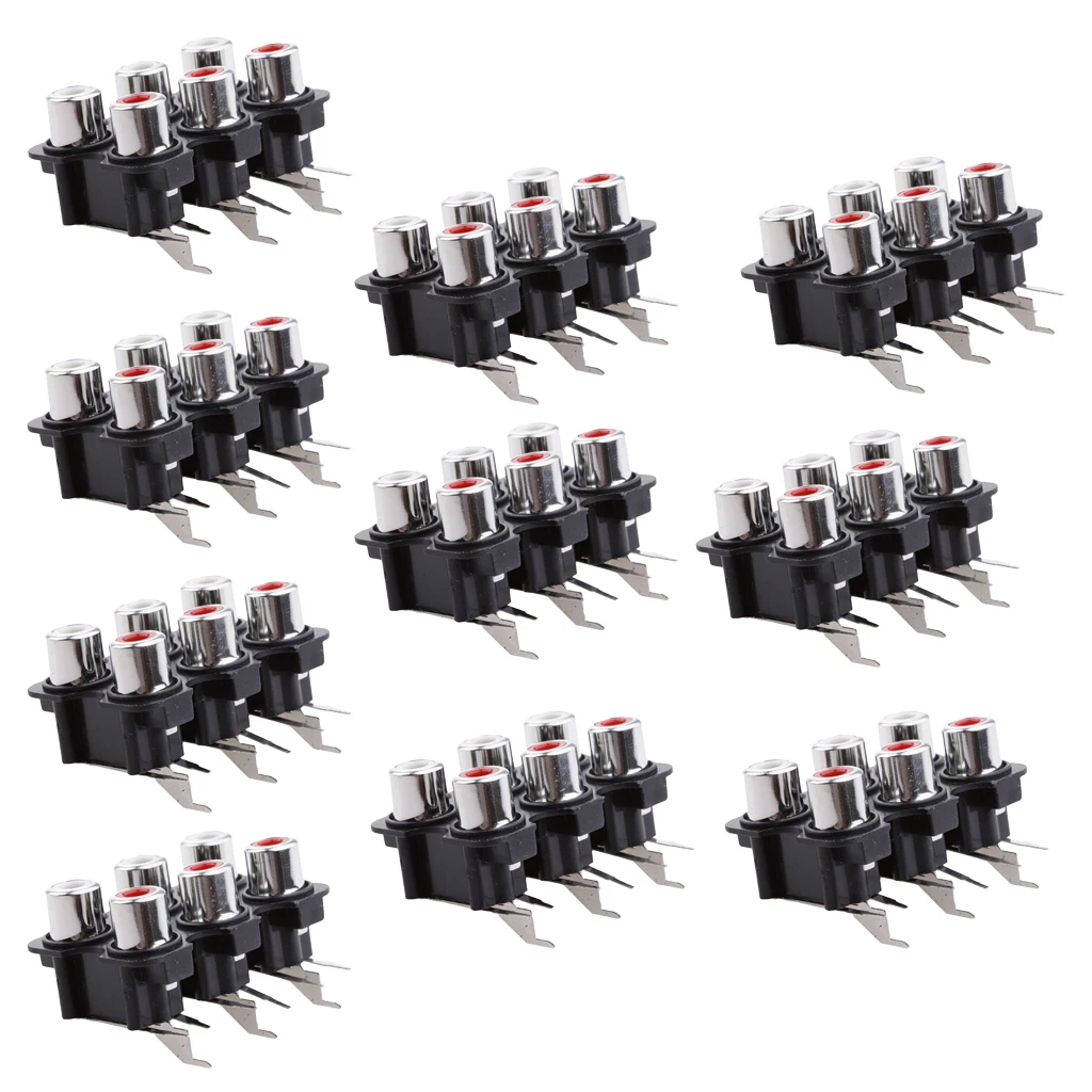 10 шт. припоя Тип правый угол Женский Джек 6 RCA разъем доска DIY