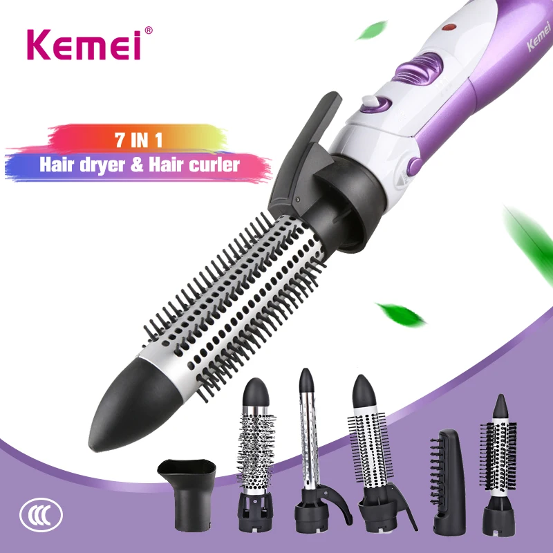 Kemei Многофункциональные бигуди для волос 6 в 1 Набор для ухода за волосами массажный Электрический Выпрямитель для волос с Насадка На воздуходувку 220-240 В 40D