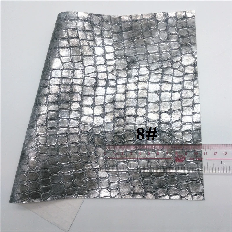 8 Glitterwishcome 21X29 см A4 Размер металлик Винтаж Крокодил зерна искусственная кожа ткань, синтетическая кожа листы для бантов, GM488A - Цвет: 8