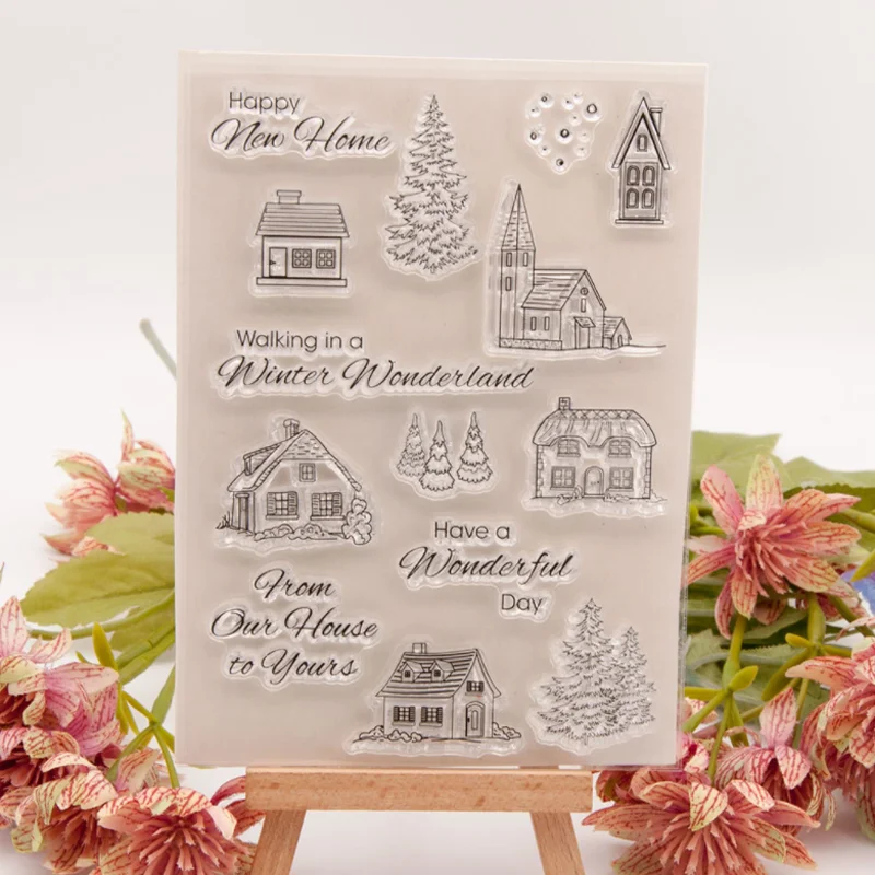 

Christmas House Transparent Silicone Stamp Cutting DIY Hand Account Scrapbooking Rubber Coloring Embossed Diary Decor Reusable