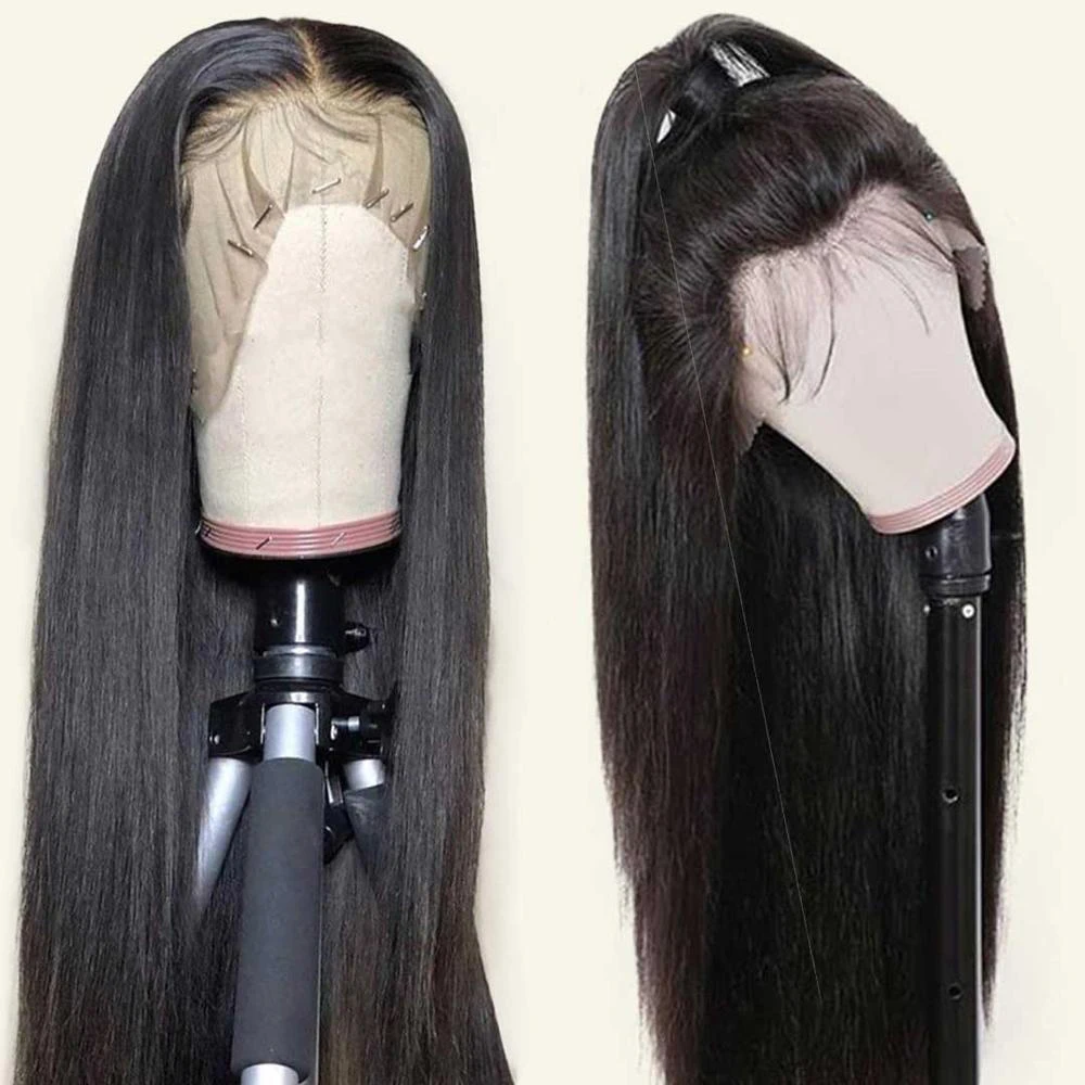 Amanda Peruvian Straight Wigs Lace Front Pre Plucked Hairline 150% 8-24" Remy Human Hair Wigs with Baby Hair Natural Color