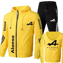 

Summer Formula One Racer Alonso F1 Alpine team Racing Fans zipper hoodies tracksuit men's sets clothes+trousers Sweatshirt