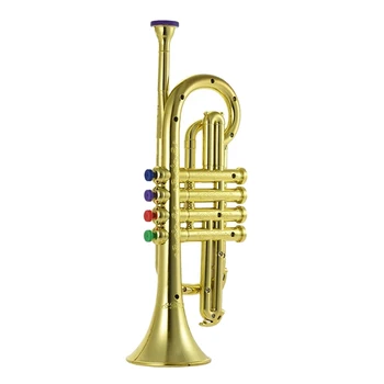 

Trumpet Horn with 4x Keys Educational Developmental Golden Musical Toys for Kids