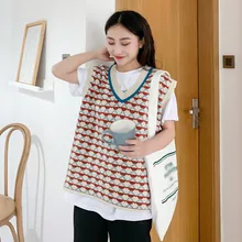 Весенне-осенний свитер, женский жилет без рукавов с v-образным вырезом, вязаный жилет, женский модный пуловер с геометрическим узором