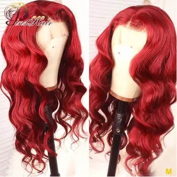 

Pinshair Red Colored Human Hair Wigs Body Wave Lace Front Human Hair Wig Brazilian 13*4 Lace Front Wigs Pre-Plucked 150 Non-Remy
