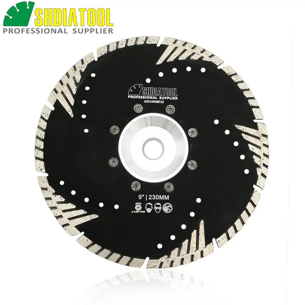 DIATOOL 9" Diamond Saw Blade For Multi Purpose With 22.23MM FLANGE Hot Pressed Diamond Turbo Blade With Slant Protection Teeth