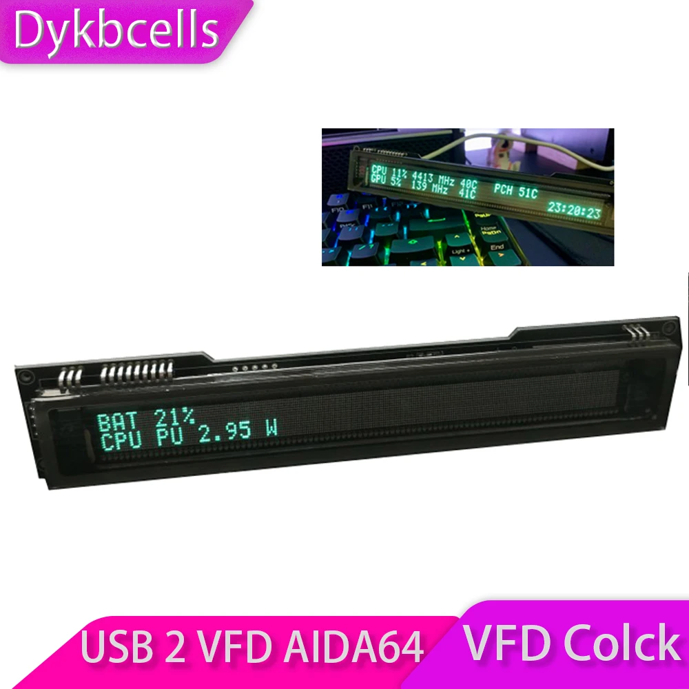 

Dykbcells VFD Display AIDA64 Sub-screen VFD Clock USB2VFD AIDA64 Chassis Display Digital Secondary Screen Desktop PC Information