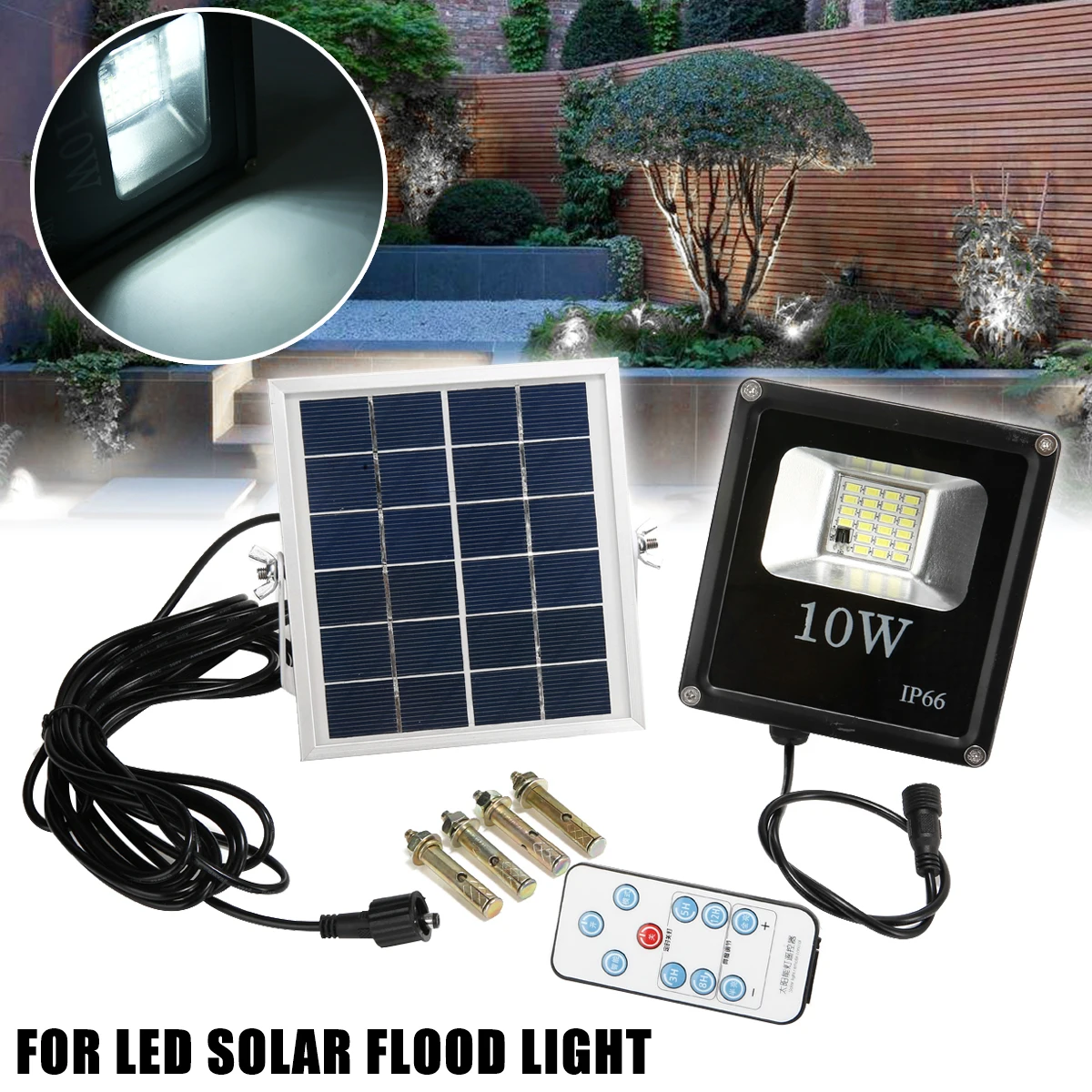 Solar ao ar Solar com Controle Led à Prova Luz de Inundação Lâmpada Livre Dwaterproof Água Powered Sensor Holofotes Ip66 Jardim Remoto 10 w 2 led à prova dwaterproof água powered sensor