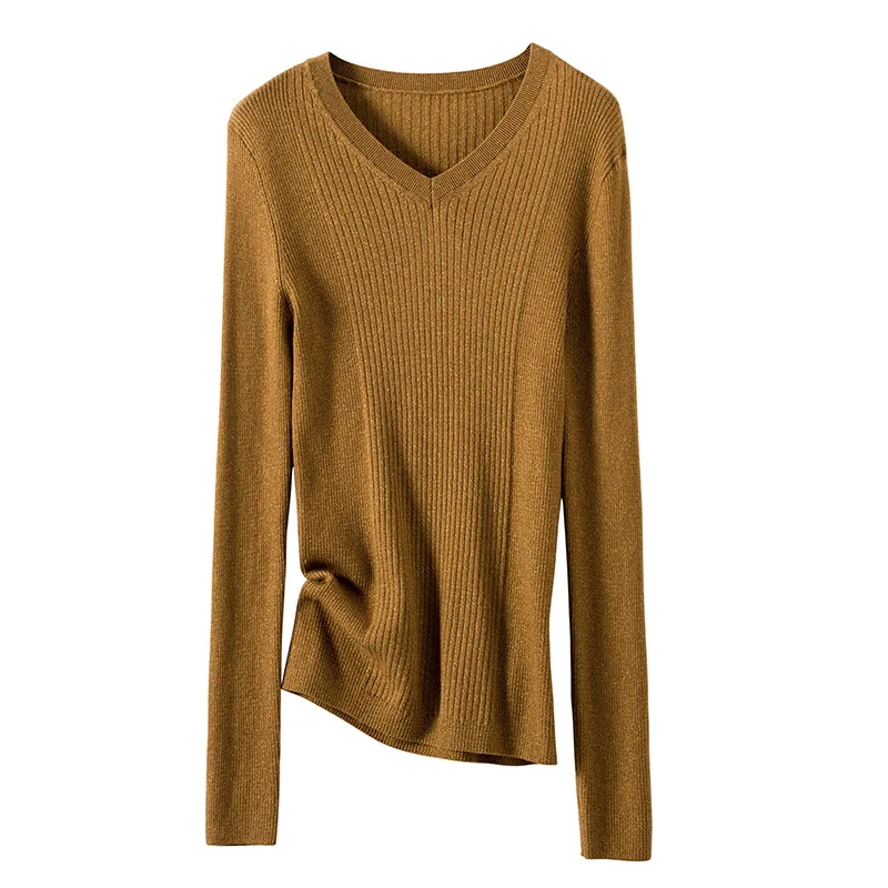 SuyaDream woman Wool sweaters 100%Wool V neck