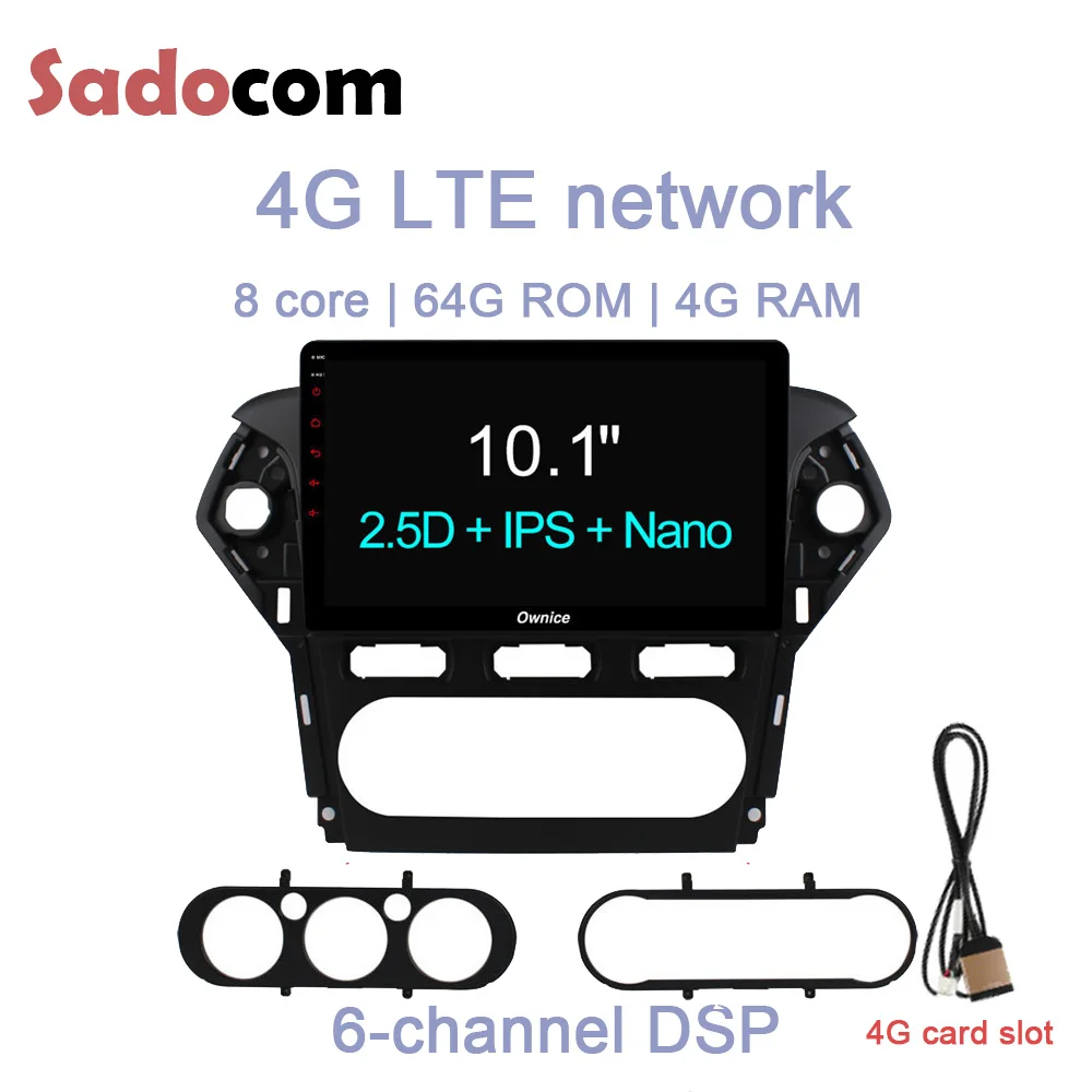 Discount 10.1“ DSP 64GB 4G RAM 8 core CAR DVD Player 4G LTE GPS Map DVR TPMS OBD2 TV RDS Radio Wifi Android 8.1 For Ford Mondeo 2011 2012 0