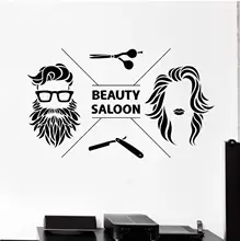 Barbeiro loja de vinil decalque da parede beleza salão cabeleireiro barbearia adesivos mural arte removível para loja janela h954(China)