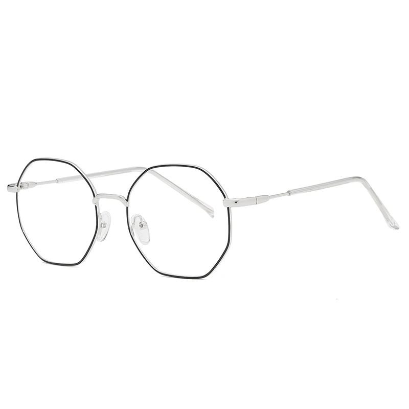 Полигоновые металлические анти-синие очки блокирующие лучи очки компьютерные очки ТВ игровые женские мужские очки оптические очки - Цвет оправы: Black Sliver