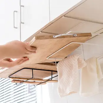 

Double Layer Kitchen Chopping Board Storage Rack Towel Shelf Cabinet Hanger Tool