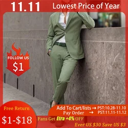 Green Suit Male Classic Suit Print Blazer And Pants Single-Breasted OL Office Solid Business Casual Male Suit Men's Sets 2021