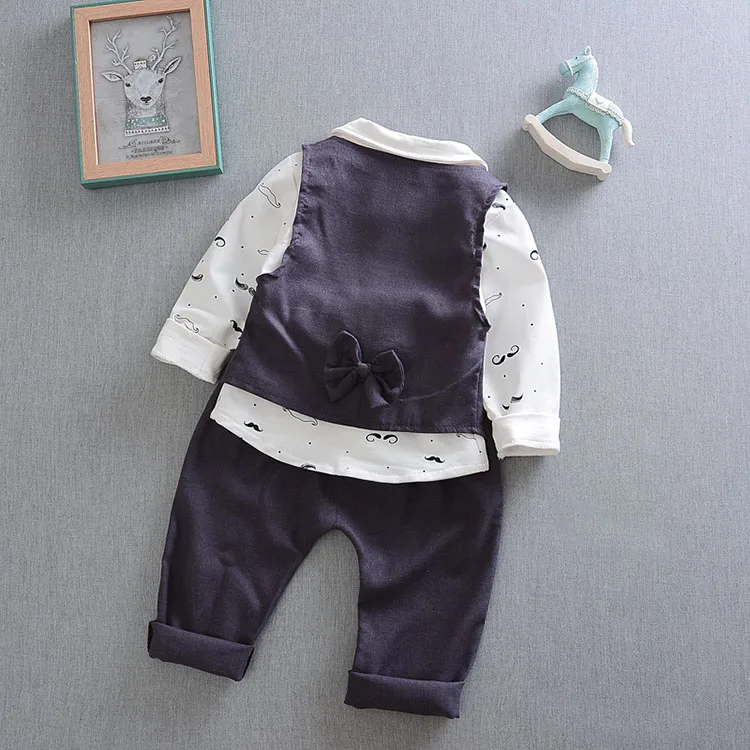 CYSINCOS/Детская От 1 до 5 лет, весенне-осенняя одежда, комплект из 3 предметов, рубашка, штаны с длинными рукавами, брюки, жилет, костюм