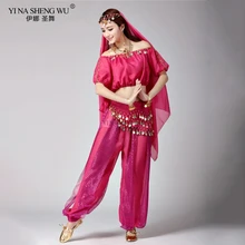 Индийский набор костюма для танца живота для женщин шифоновый Болливудский Восточный для женщин Набор костюма для танца живота
