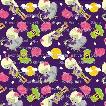 

165cm Width Halloween Cartoon Cat Frog Printed Cotton Fabric For Baby Boy Clothes Hometextile Cushion Cover DIY Sewing