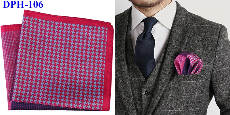 Tailor Smith New Designer Pocket Square Handkerchief Houndstooth Floral Paisley Strip Printing Soft Handkerchief Men Chest Towel