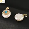 CSJA Coin Freshwater Pearl Pendants Small Size Evil Eye Hamsa Fatima Hand Zircon Gold Color Necklace Choker for Women Girls G205 ► Photo 2/6