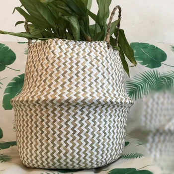

Natural Seagrass Belly Storage Basket Flower Plant Pot Garden Home Decor Wicker Hanging Flower Pot Baskets Storage Flower Home P