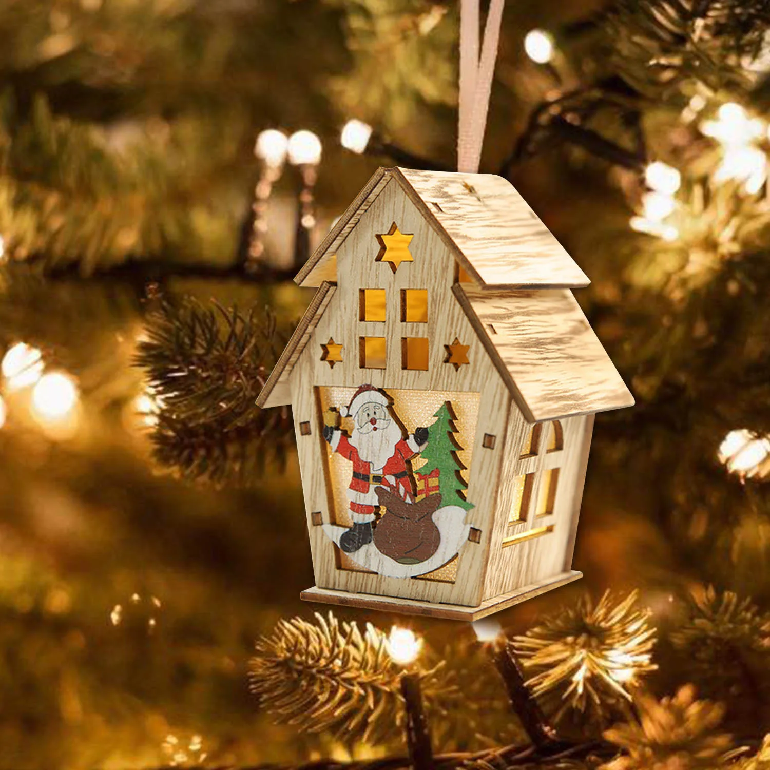 Behogar Merry Christmas Tree светодиодный светящийся деревянный дом подвесные украшения для дома Рождественский Navidad Kerst новогодний декор