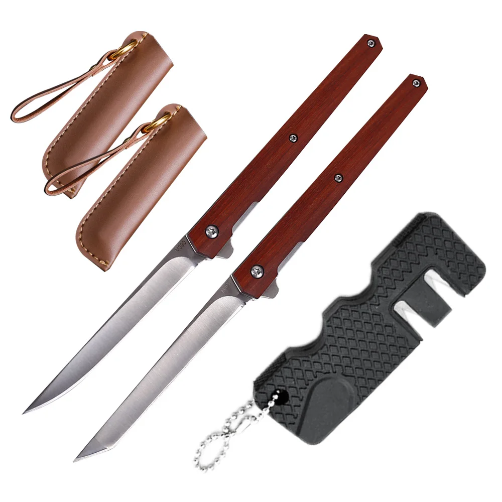 Flipper M390 Folding Knife Blade Mini Folding Pocket Knife Wood Handle Rescue Outdoor Camping Knives Hunting Knife Survival