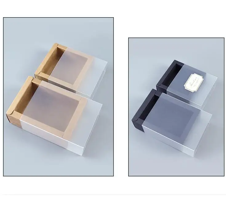 9 размеров упаковочная черно-белая крафт-бумага подарочная упаковочная коробка с окном крафт-картон бумажная Подарочная коробка с крышкой подарочная картонная коробка