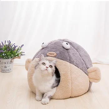 

Pet House Dog Cat Tent House Kennel Winter Warm Comfortable Bed Soft Dolphin Shape Sleeping Mat Cat Kitten Sleeping Bed J60
