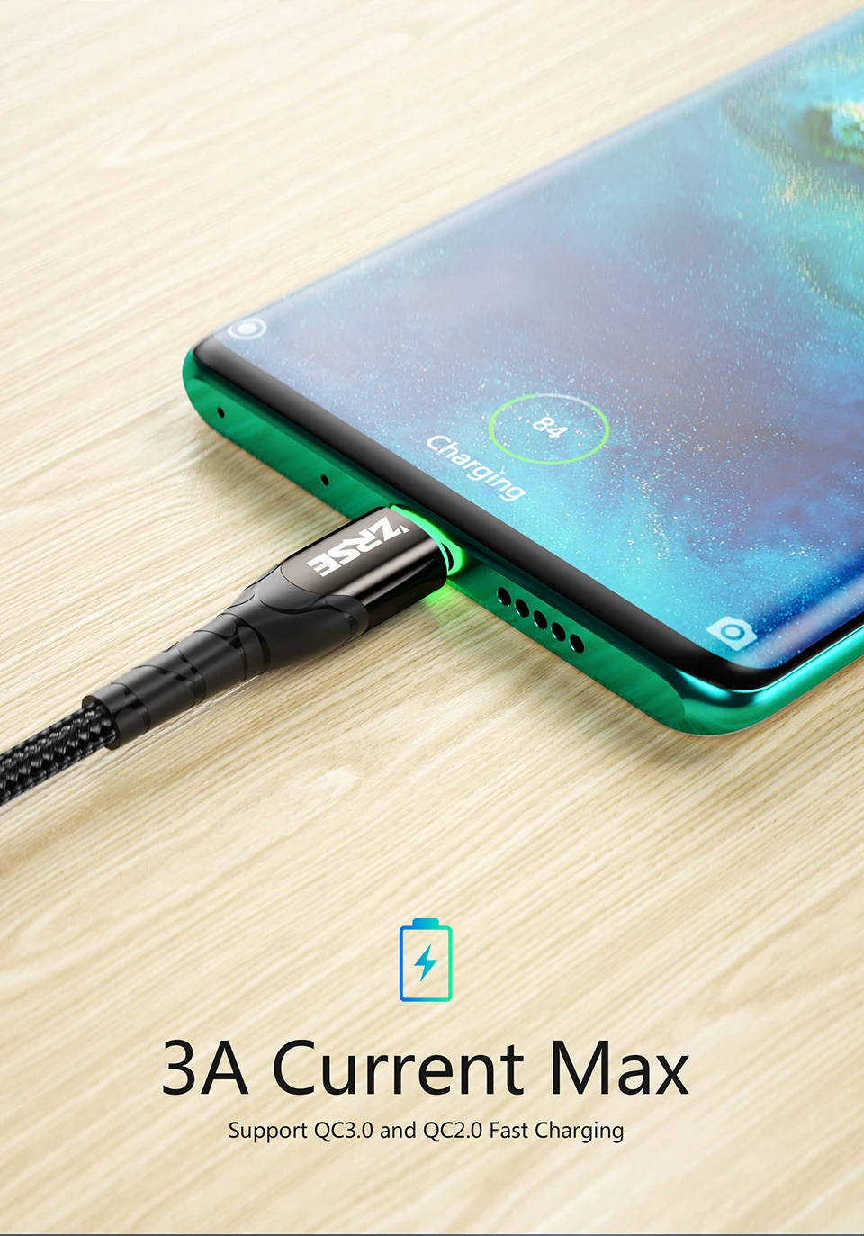 ZRSE USB C кабель для samsung A50 S10 S9 S8 S7 usb type C кабель для синхронизации данных Быстрая зарядка для huawei Xiaomi Mi9 Redmi Note 7 K20