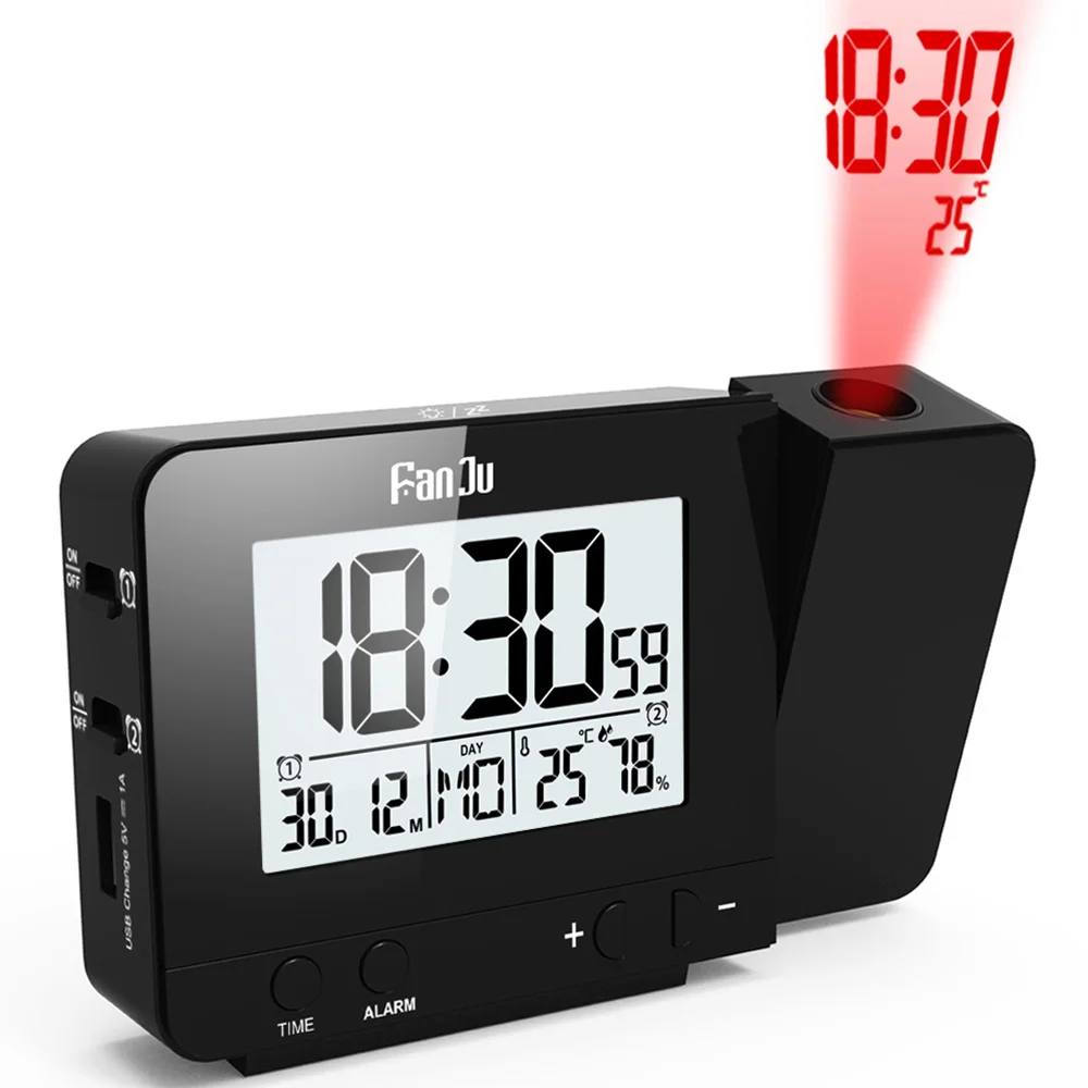 

Projection Alarm Clock Digital Date Snooze Function Backlight Projector Desk Table Led Clock With Time Projection new