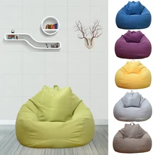 

Lazy Sofa Cover Solid Chair Covers Without Filler Linen Cloth Lounger Seat Bean Bag Pouf Puff Couch Tatami Living Room Beanbags