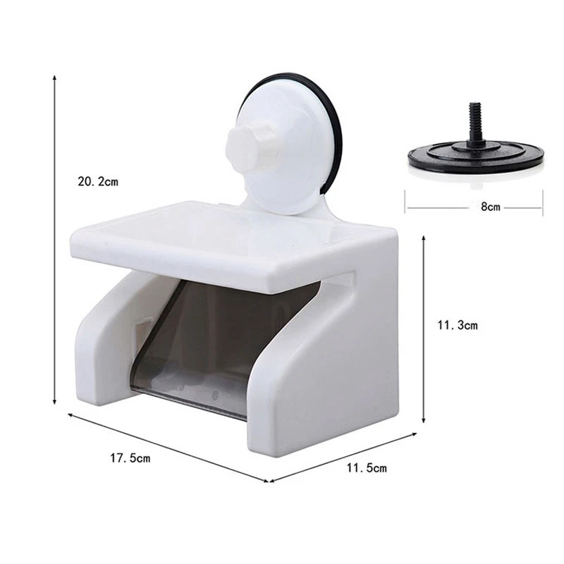

Hot Sale Waterproof Toilet Roll Paper Holder Powerful Wall Suction with Tray No Hurting Toilet Paper Rack
