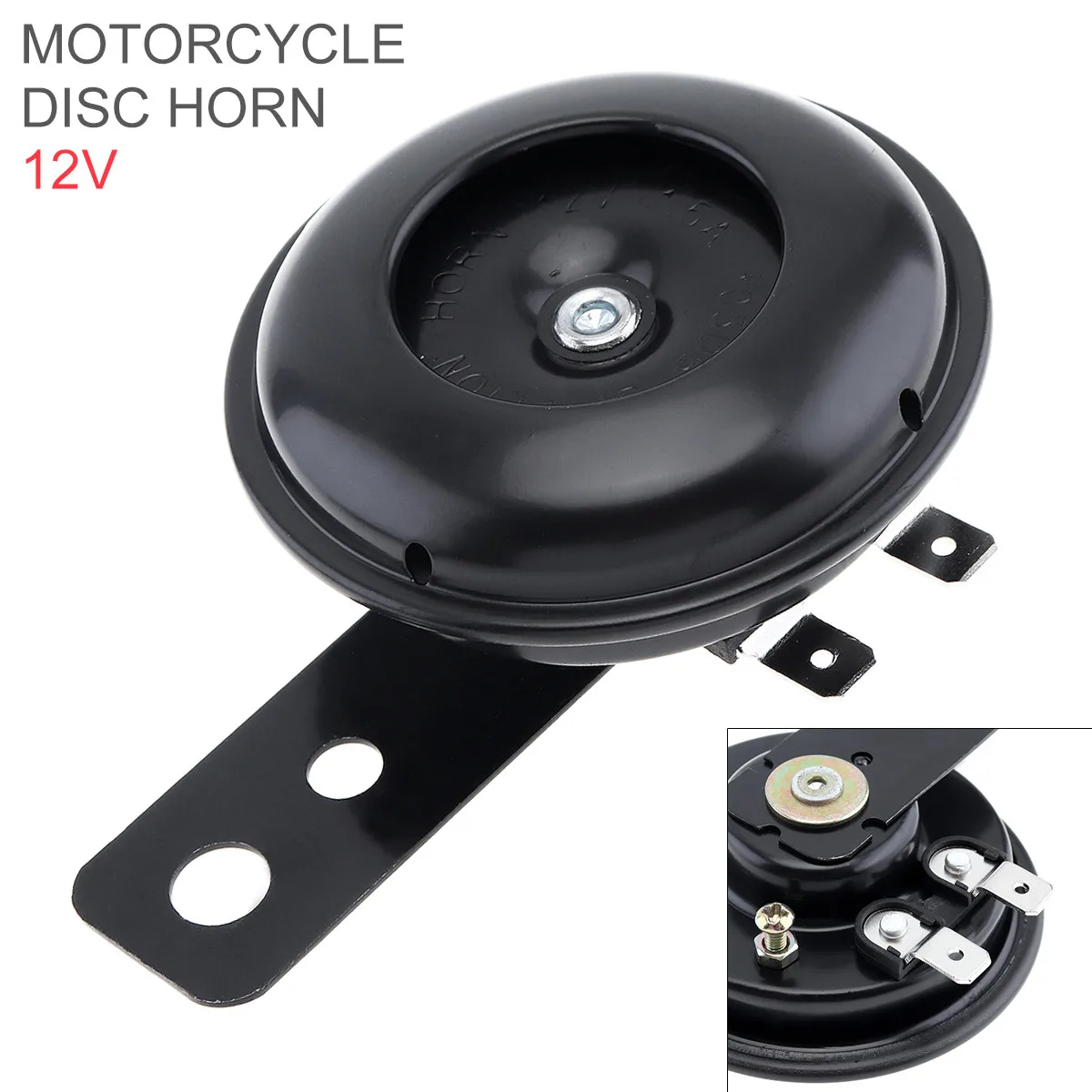 Black Universal 105db Loud Motorcycle Horn 12v Scotter Bracket Bicycle