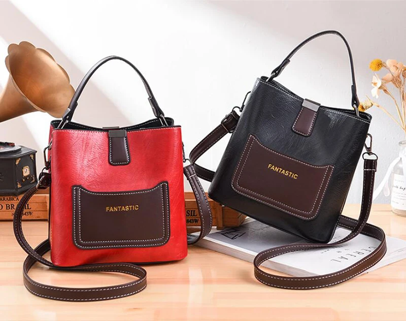 

Роскошная женская сумка, вместительная сумка через плечо, винтажная Сумка-ведро, Женский кошелек для покупок