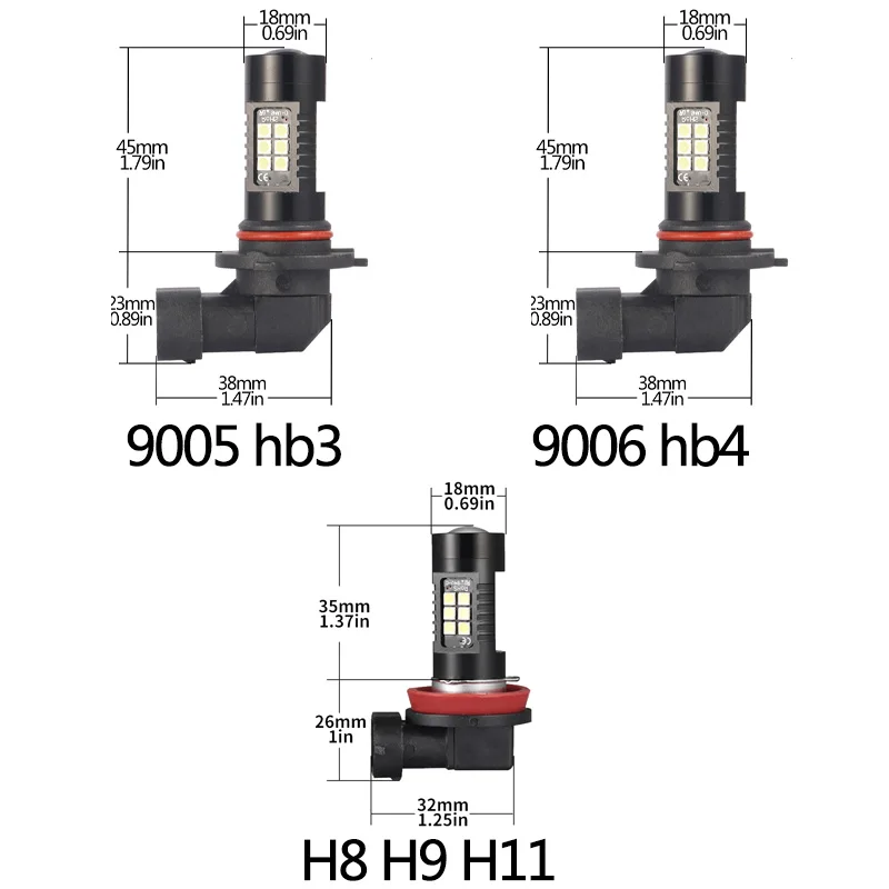 AILEO H8 H11 Led Bulb HB4 HB3 9006 9005 SMD Lights 1200LM 6000K 12V White Driving Running Car Lamp Auto Light Bulbs