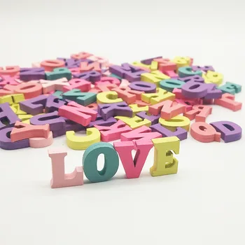 

50pcs DIY ornaments handmade decorative wood pieces color mixed letters,numbers wooden block for jewelry making