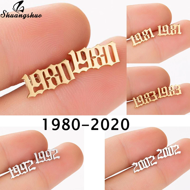 Серьги-гвоздики с цифрами для женщин девушек и мужчин 2020 год рождения из