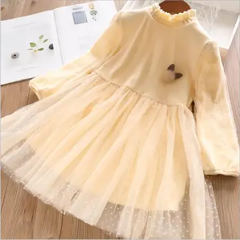 

Baby Girls Fashion New Flower Long Sleeve Dresses Kids Dress For Girls Elegant Girl Clothes