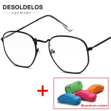 Винтажные очки прозрачные, оправа для женщин и мужчин ретро оптические очки для глаз мужские шестигранные солнцезащитные очки линзы de sol mujer с коробкой