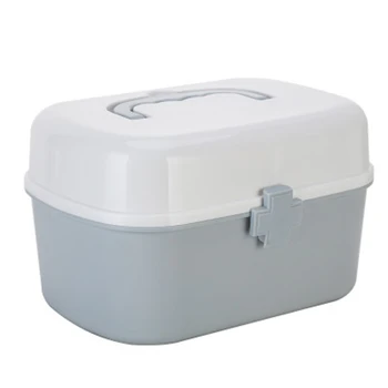 

Household Medicine Box Large Medicine Box Plastic Storage Box with Handle Storage Medicine Box Gray
