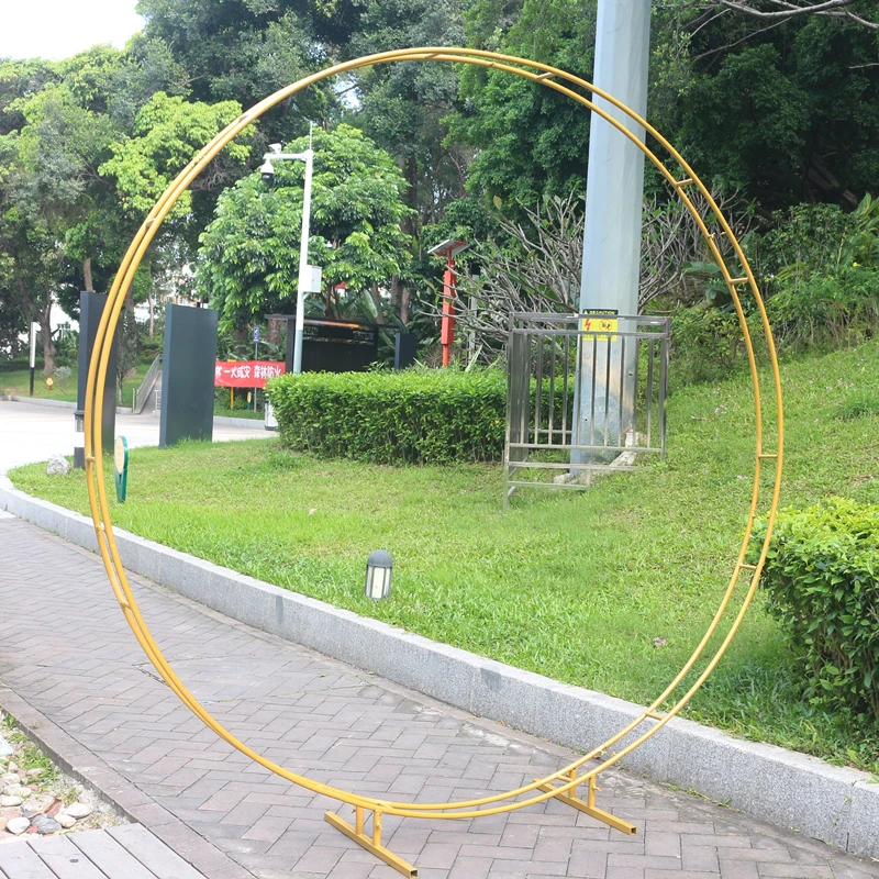 JAROWN Wedding Party Props Backdrop Iron Arch Stand Decor Double Round Ring Arch Frame Decorative Flower Arch Door Decoration (7)