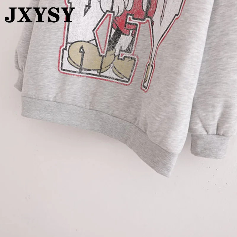JXYSY, Женская Толстовка в английском стиле, принт с мышкой из мультфильма, Ретро стиль, большие размеры, свободная Женская толстовка, пуловеры, топы